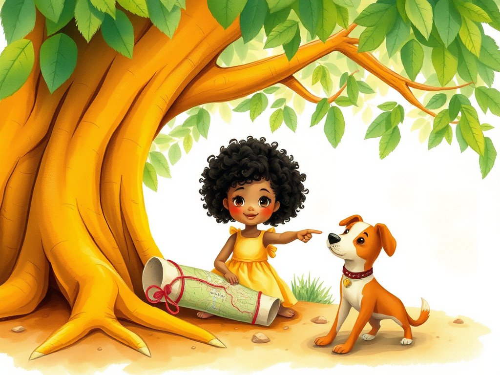 Helena e Tedi encontram um mapa sob o Jacarandá