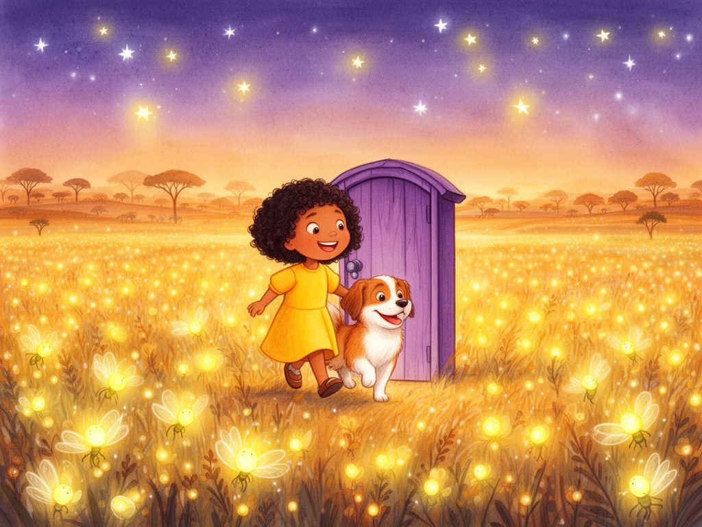 Helena e Tedi no campo dos vagalumes mágicos